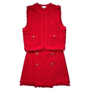 J.Crew Textured Bouclé Two-Piece Skirt Set Red Size Medium